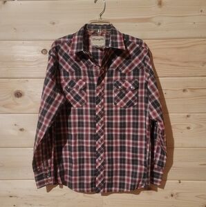 Vintage Wrangler Pearl Snap Plaid Shirt Men’s Size L 24x30